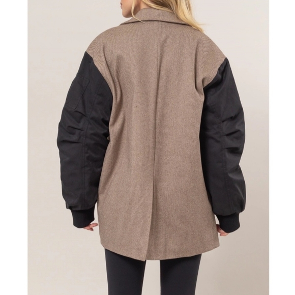 #412 SALE 🛑0550 S,M,L Boho Trendy Herringbone Mixed Media Blazer Jacket Coat - Picture 3 of 5